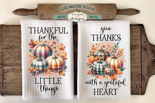Plaid Pumpkins Fall Harvest - Kitchen Towel Sublimation Designs