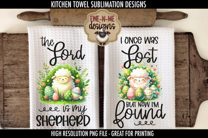 Easter Sheep With Decorated Eggs - Kitchen Towel Sublimation Designs