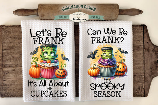 Halloween Frankenstein Cupcakes - Kitchen Towel Sublimation Designs