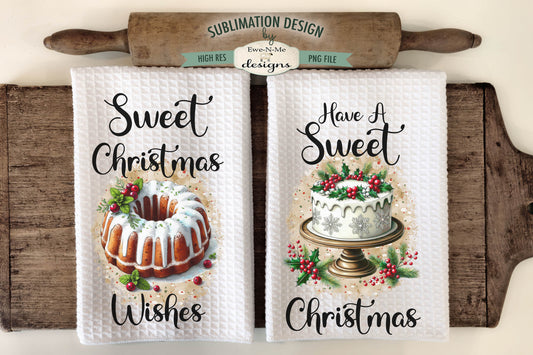 Sweet Christmas Cakes - Kitchen Towel Sublimation Designs
