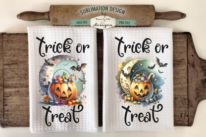 Pumpkin Moon Trick or Treat - Kitchen Towel Sublimation Designs