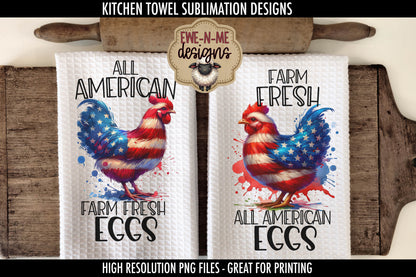 Patriotic Chickens - Kitchen Towel Sublimation Designs