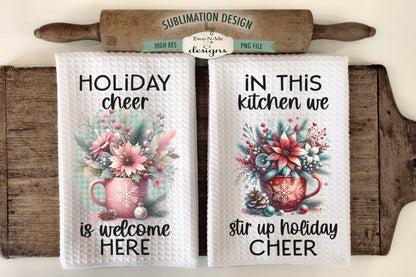 Poinsettia Cocoa Mugs - Kitchen Towel Sublimation Designs