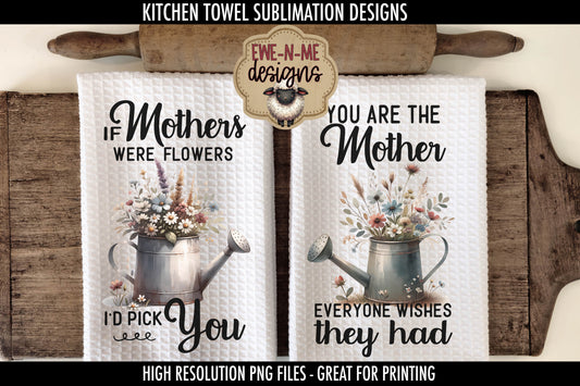 Mothers Day Watering Can Flowers - Kitchen Towel Sublimation Designs