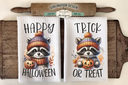 Halloween Raccoon - Kitchen Towel Sublimation Designs