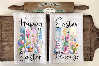 Easter Brush Stroke Spring Flowers - Kitchen Towel Sublimation Designs