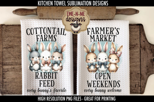 Three Cute Easter Bunnies - Kitchen Towel Sublimation Designs