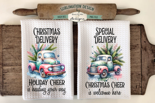 Holiday Trucks Delivery  - Kitchen Towel Sublimation Designs
