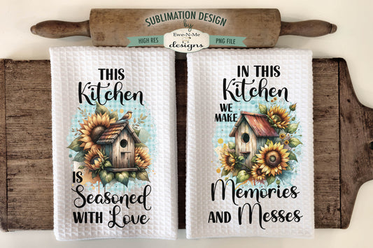 Rustic Bird Houses and Sunflowers - Kitchen Towel Sublimation Designs