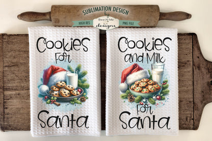 Cookies and Milk For Santa - Kitchen Towel Sublimation Designs