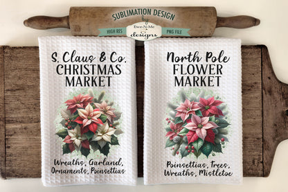 Poinsettia Christmas Flower Market  - Kitchen Towel Sublimation Designs