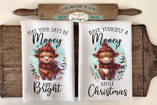 Christmas Mooey Highland Cows - Kitchen Towel Sublimation Designs