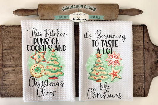Christmas Cheer Cookies Green - Kitchen Towel Sublimation Designs