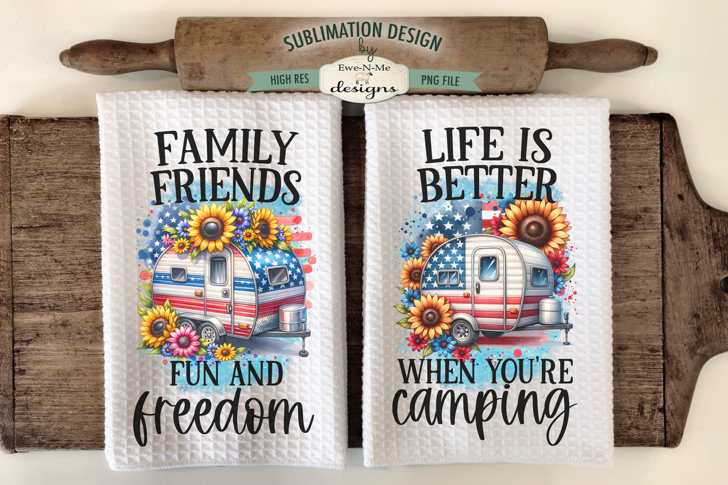 Patriotic Campers - Kitchen Towel Sublimation Designs