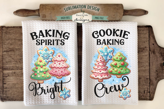 Christmas Cookie Baking Blue - Kitchen Towel Sublimation Designs