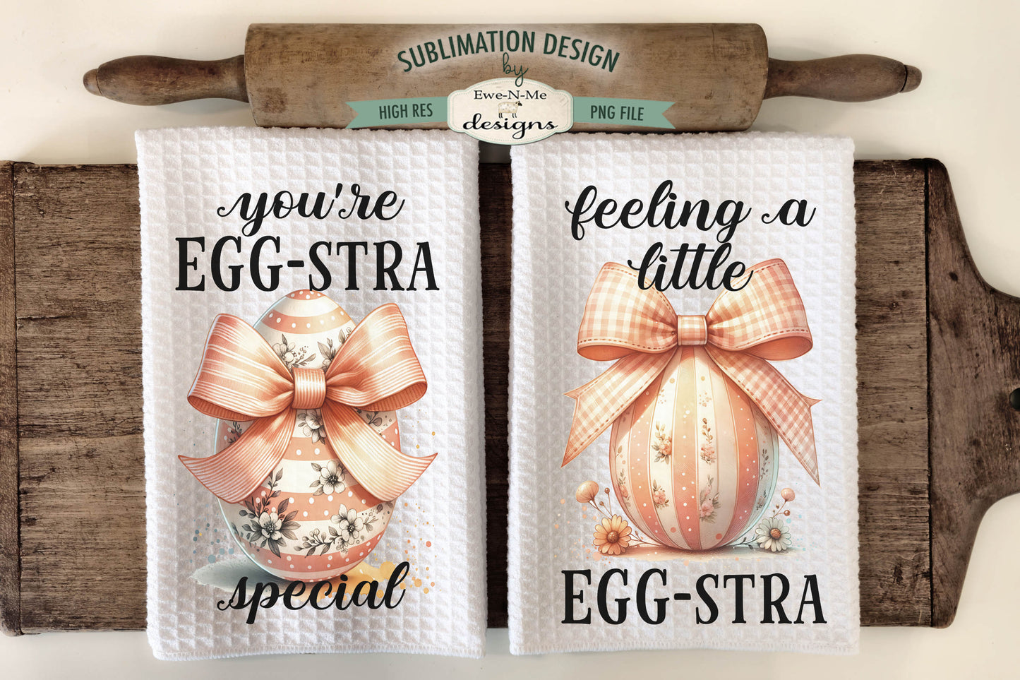 Easter Eggs with Coquette Bows - Kitchen Towel Sublimation Designs