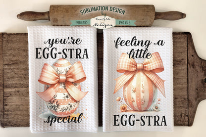 Easter Eggs with Coquette Bows - Kitchen Towel Sublimation Designs