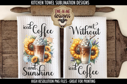Iced Coffee and Sunflowers - Kitchen Towel Sublimation Designs