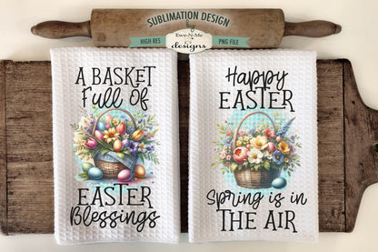 Floral Easter Baskets - Kitchen Towel Sublimation Designs