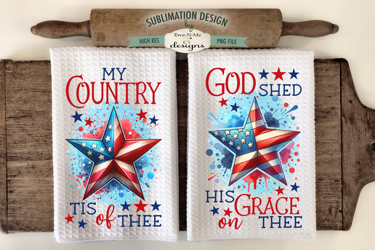 Patriotic Stars - Kitchen Towel Sublimation Designs