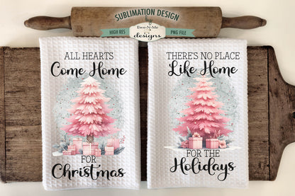 Pink Christmas Trees - Kitchen Towel Sublimation Designs