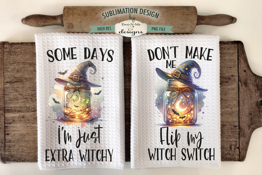 Halloween Witch Mason Jars - Kitchen Towel Sublimation Designs