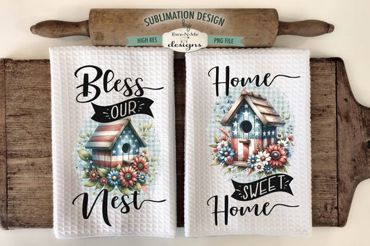 Patriotic Bird Houses - Kitchen Towel Sublimation Designs