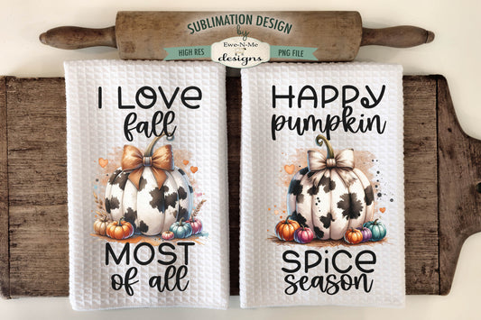 Cow Print Pumpkins - Kitchen Towel Sublimation Designs