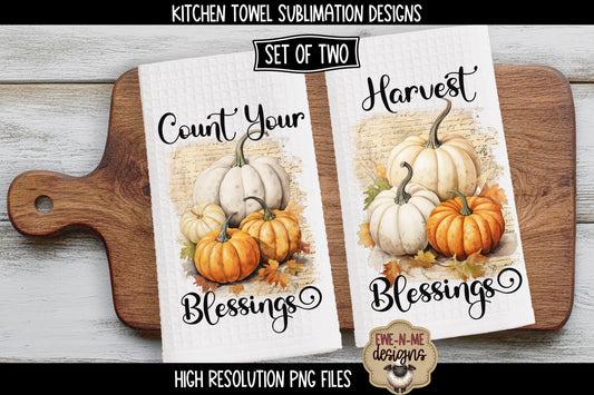 Fall Blessings Pumpkin Towel - Kitchen Towel Sublimation Designs