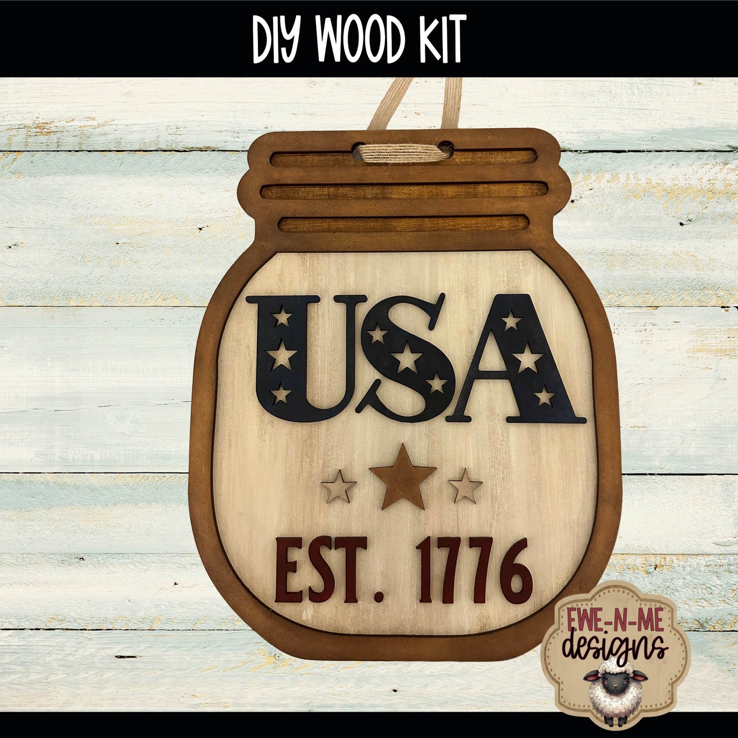 USA Mason Jar Sign | DIY WOOD KIT