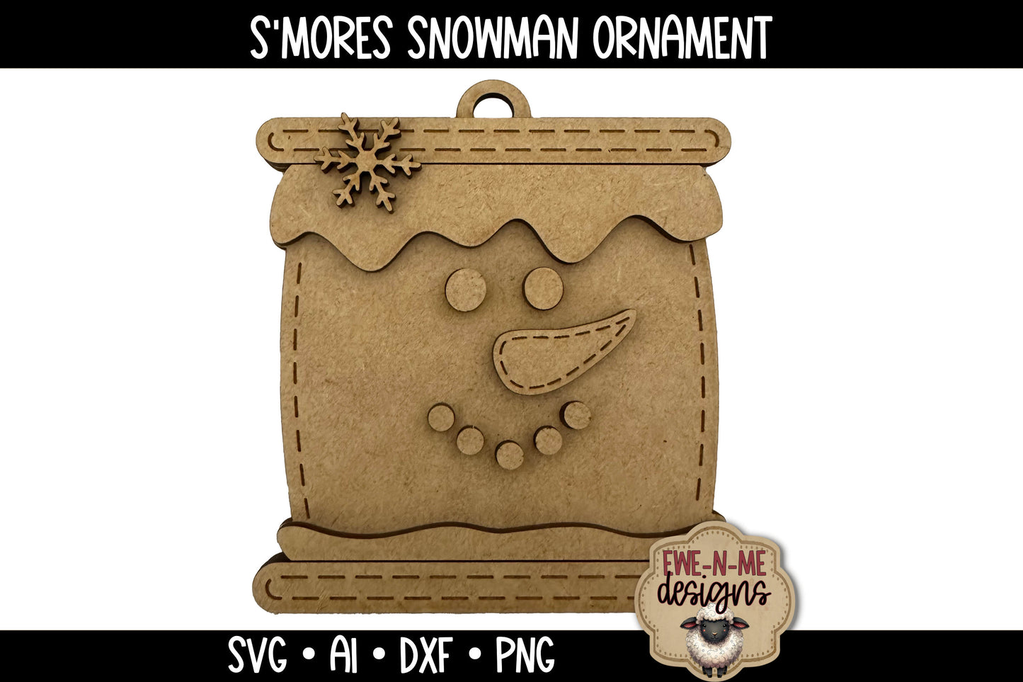 S'mores Snowman Ornament - Laser Cut SVG
