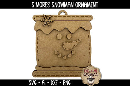 S'mores Snowman Ornament - Laser Cut SVG