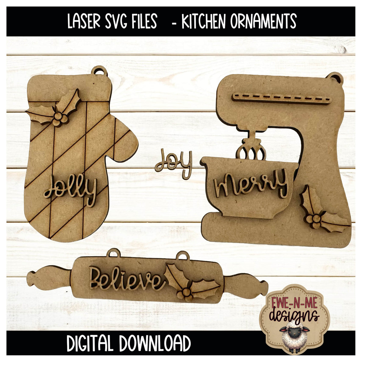 Christmas Kitchen Ornament Bundle | Laser Cut SVG Files