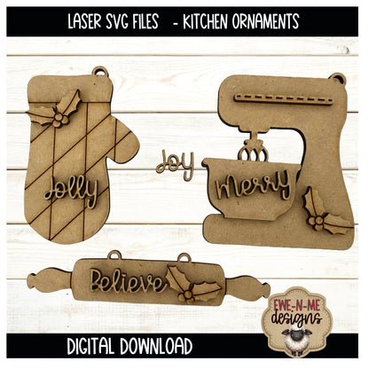 Christmas Kitchen Ornament Bundle | Laser Cut SVG Files