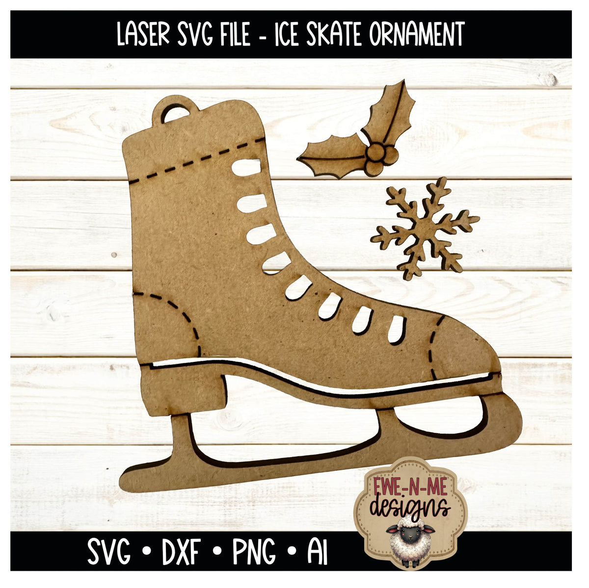 Vintage Ice Skate Ornament | Laser Cut SVG File