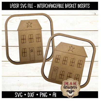 Interchangeable Tobacco Basket Inserts - Primitive Saltbox Houses | Laser Cut SVG Files