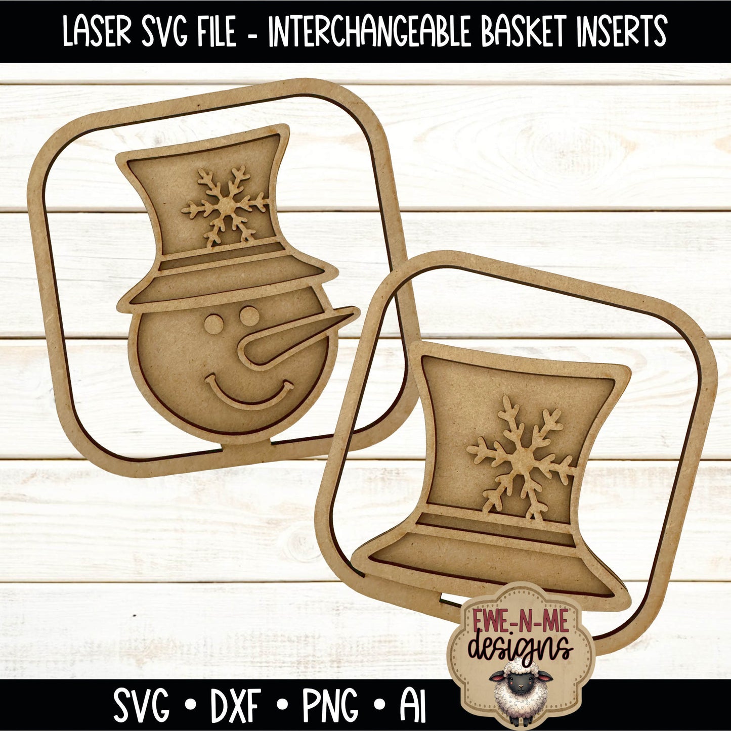 Interchangeable Tobacco Basket Inserts - Snowman and Top Hat | Laser Cut SVG File