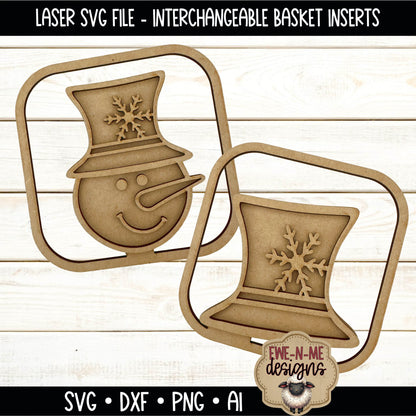 Interchangeable Tobacco Basket Inserts - Snowman and Top Hat | Laser Cut SVG File