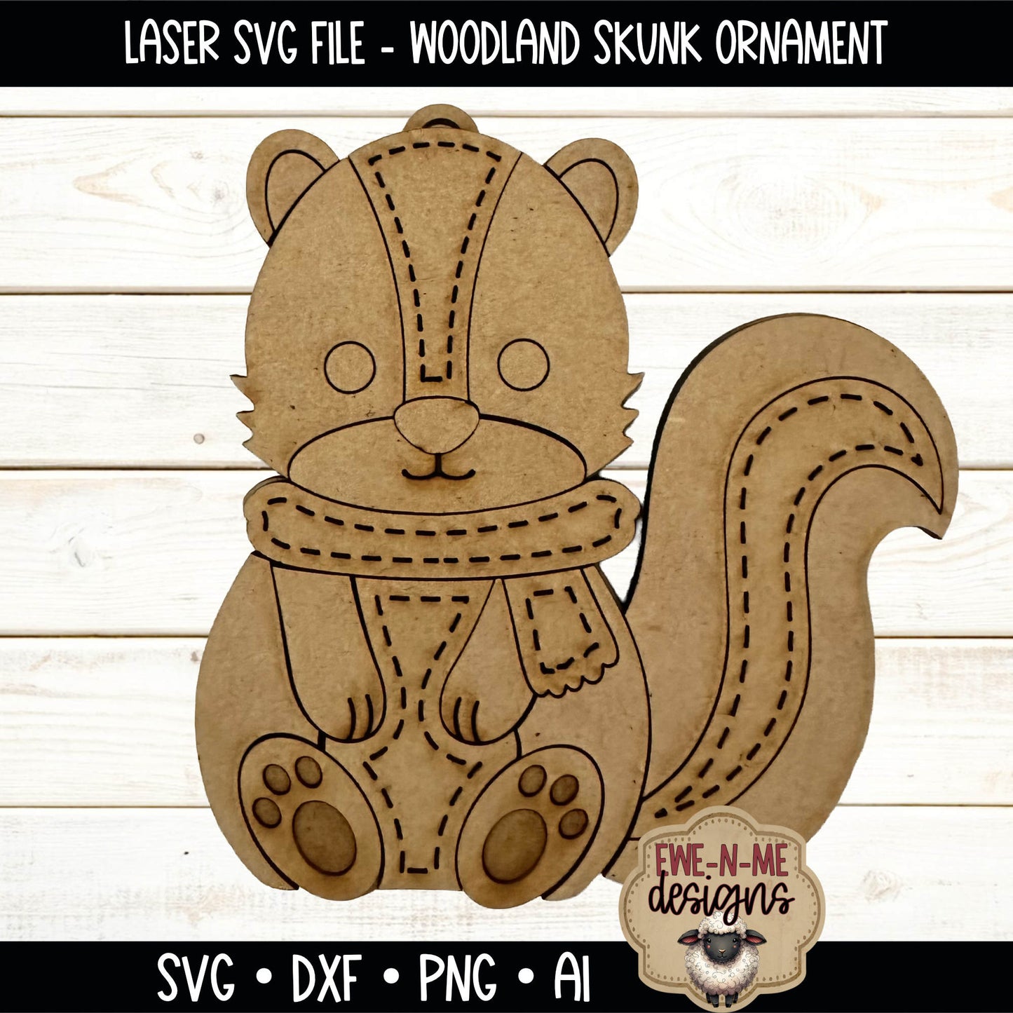 Woodland Skunk Ornament | Laser Cut SVG File