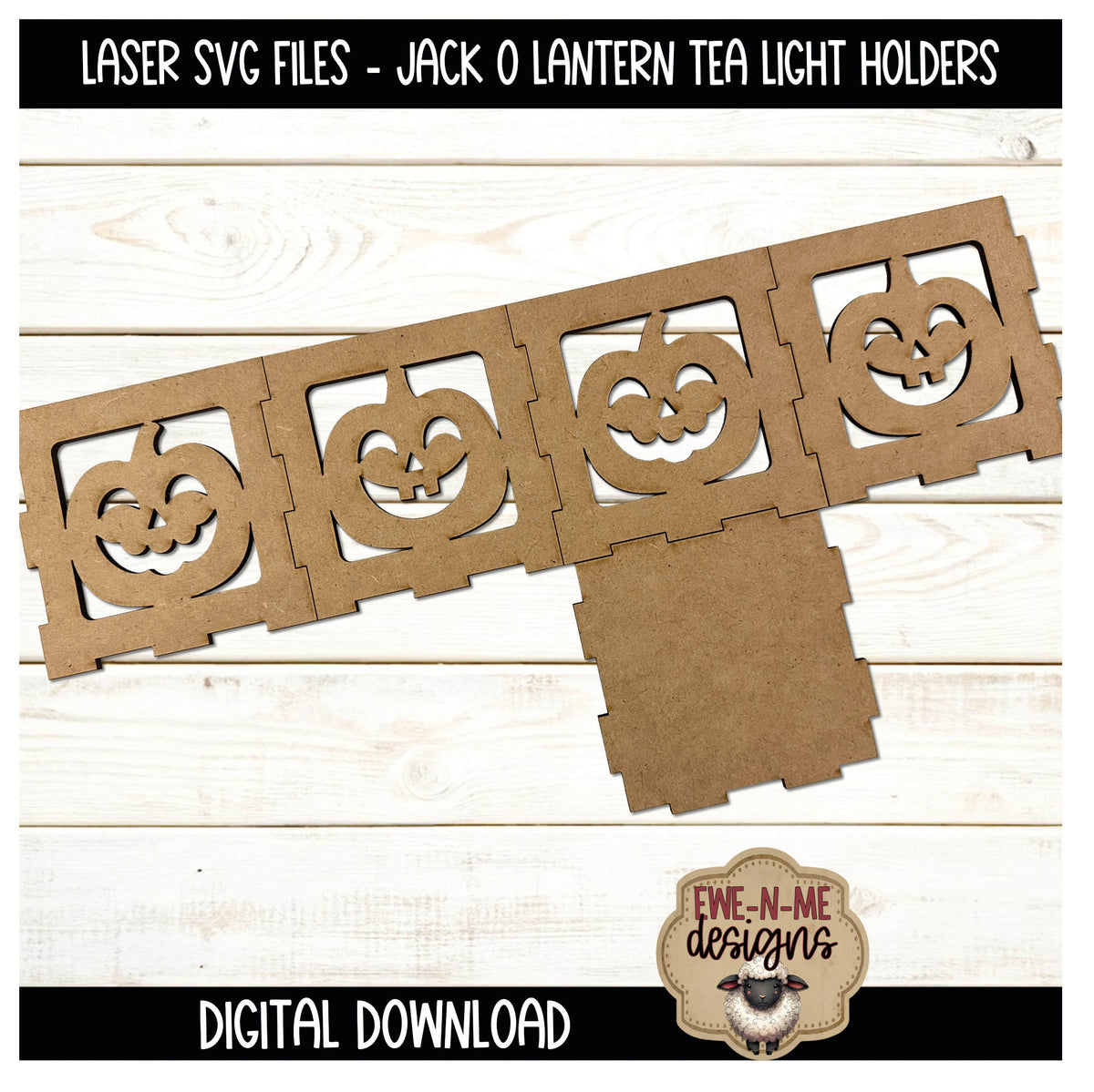 Halloween Jack O Lantern Tealight Holder - 3 Sizes | Laser Cut SVG Files