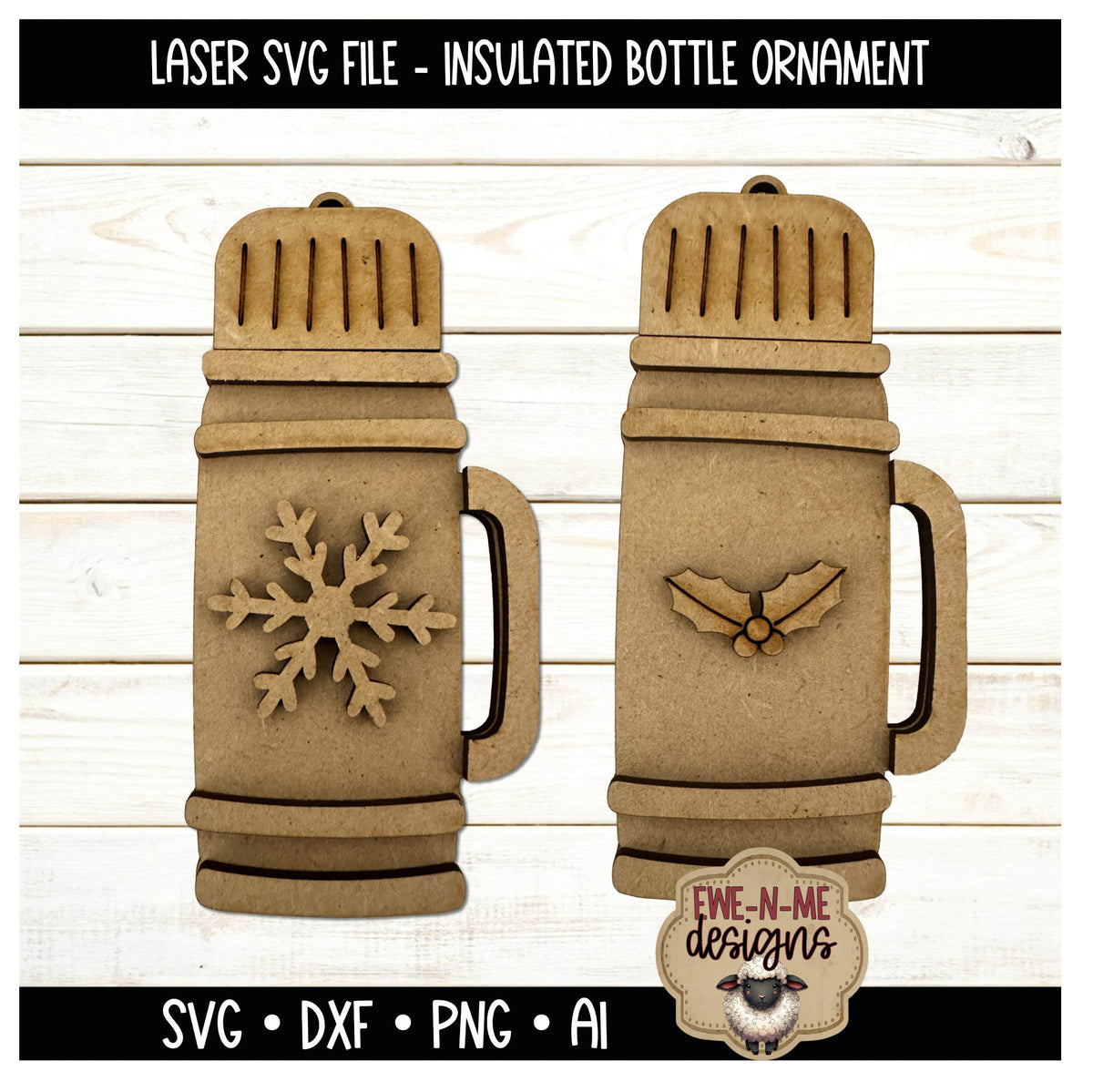 Vintage insulated Bottle Ornament | Laser Cut SVG File