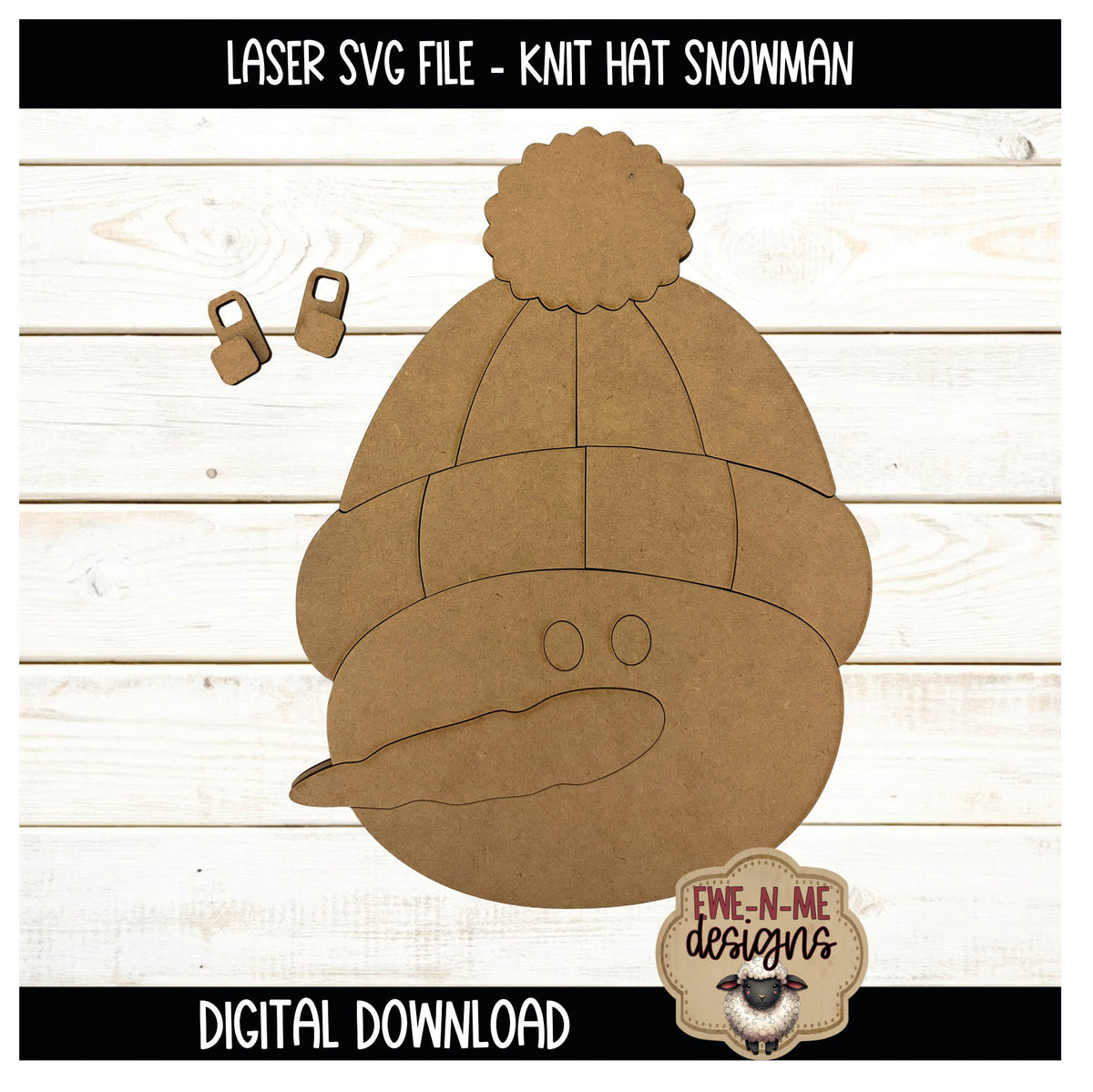 Knit Hat Snowman Face | Laser Cut SVG File