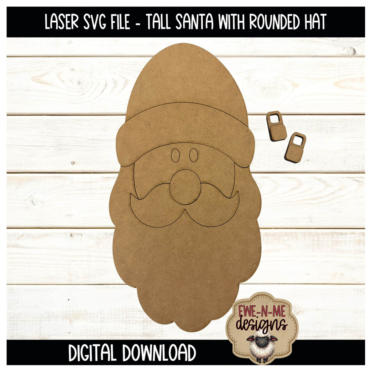 Tall Santa Face - Rounded Hat | Laser Cut SVG File