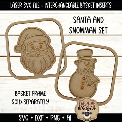 Interchangeable Tobacco Basket Inserts - Santa and Snowman | Laser Cut SVG File