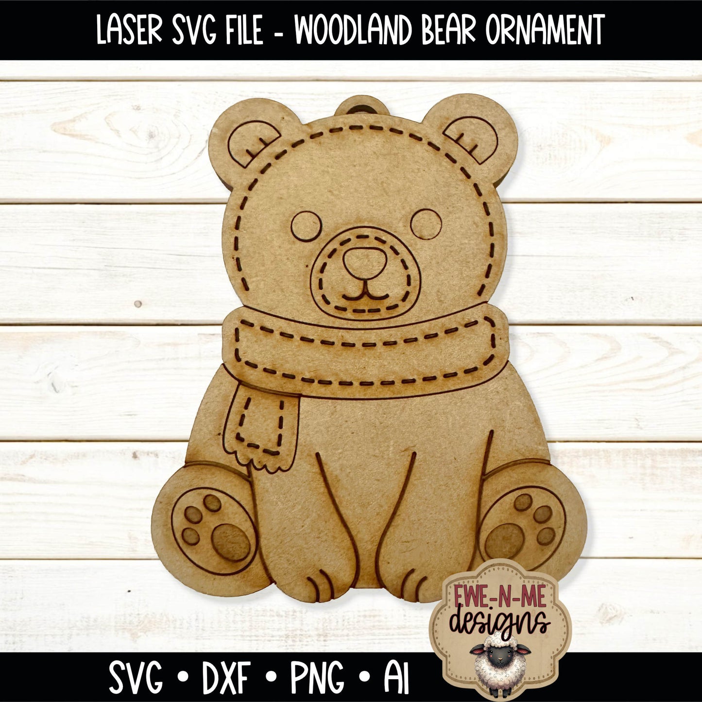 Woodland Bear Ornament | Laser Cut SVG File