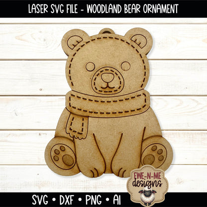 Woodland Bear Ornament | Laser Cut SVG File