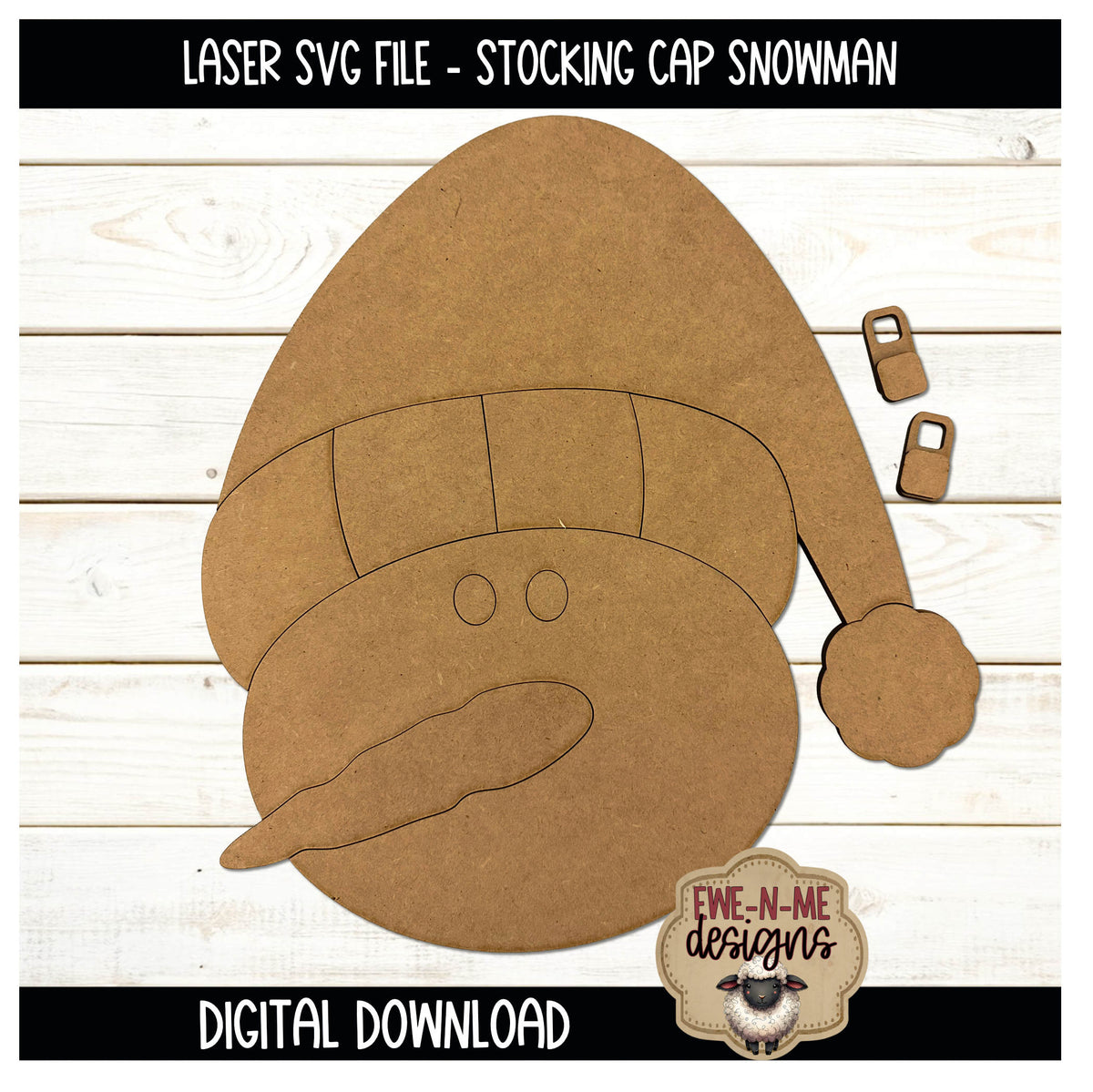 Stocking Cap Snowman Face | Laser Cut SVG File