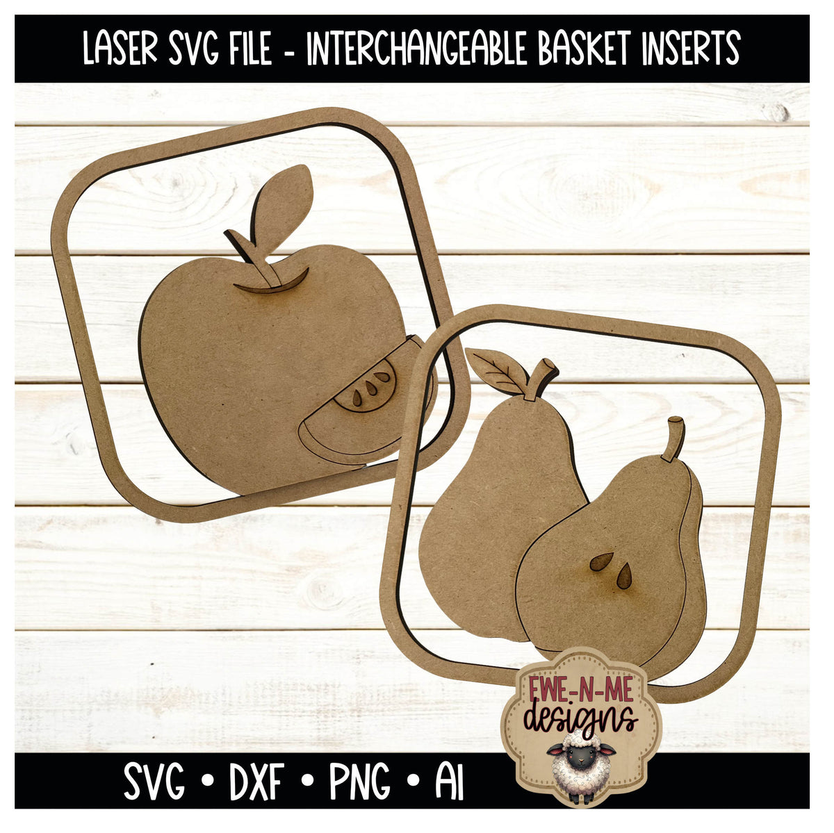 Interchangeable Tobacco Basket Inserts - Apple and Pear | Laser Cut SVG Files