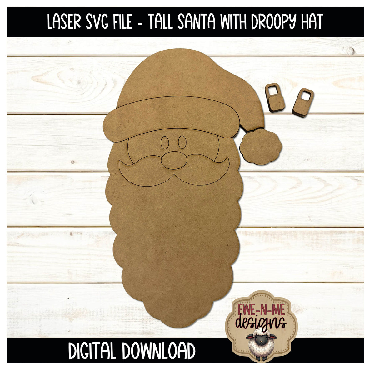 Tall Santa Face - Long Beard | Laser Cut SVG File