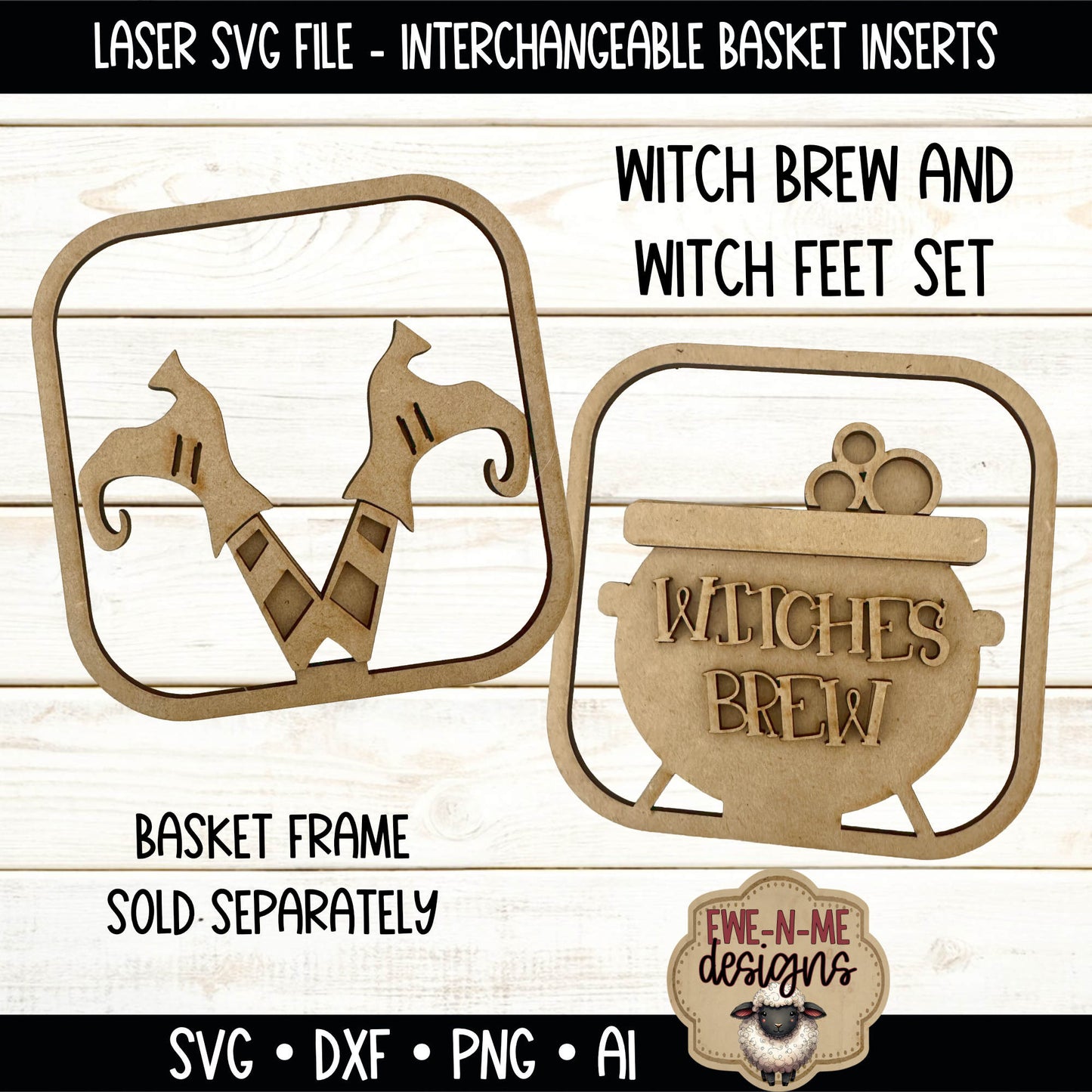 Interchangeable Tobacco Basket Inserts - Halloween Witch Feet, Witches Brew | Laser Cut SVG File